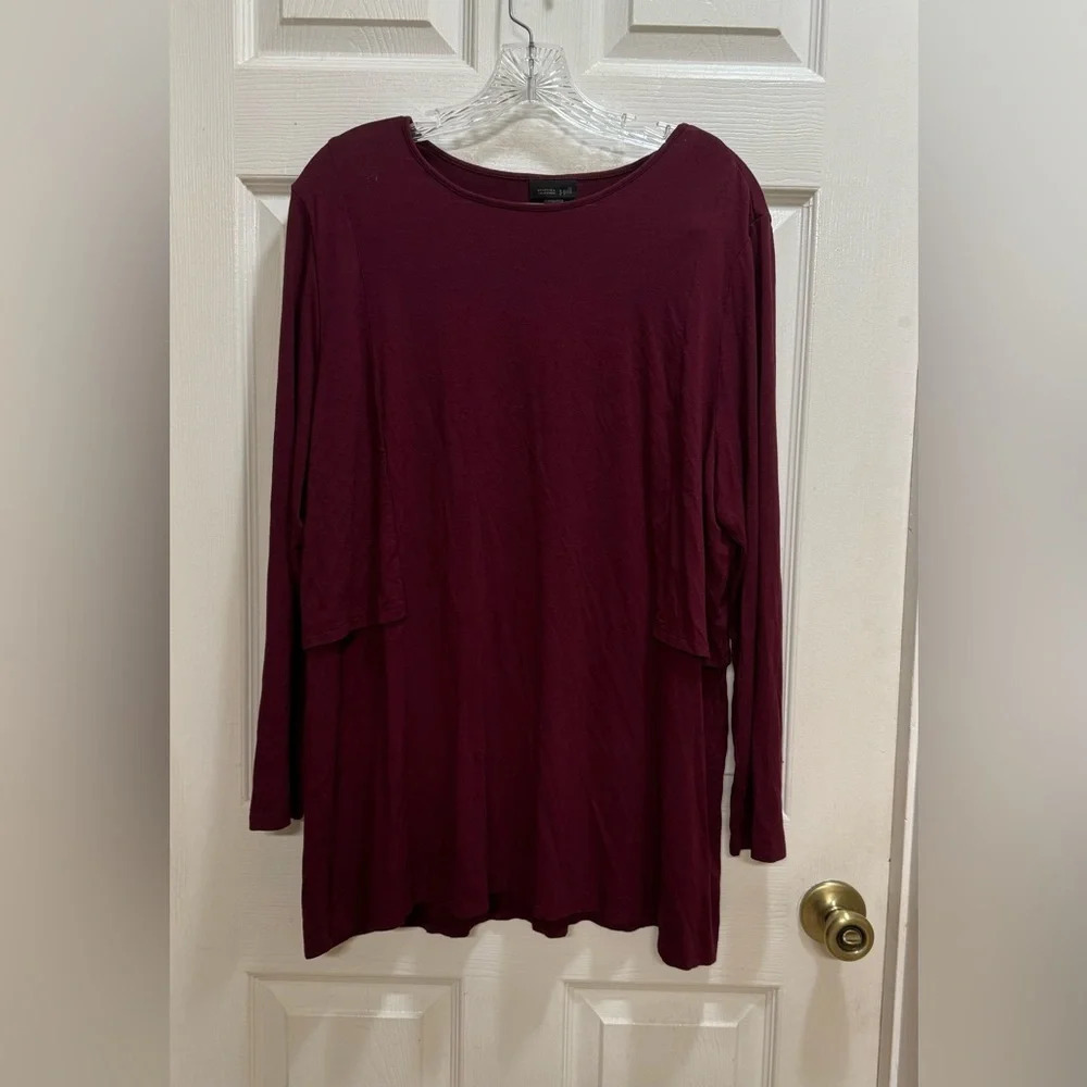 J.Jill Wearever Collection Scoop Neck Tunic Burgundy Comfy Office Size XL